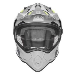 PŘILBA N312 BLOCK, NOX (ŠEDÁ, NEON ŽLUTÁ) 2023