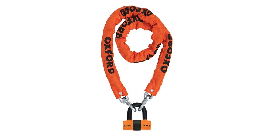 ŘETĚZOVÝ ZÁMEK NA MOTOCYKL HEAVY DUTY, (ORANŽOVÝ PLÁŠŤ), 1,5 m