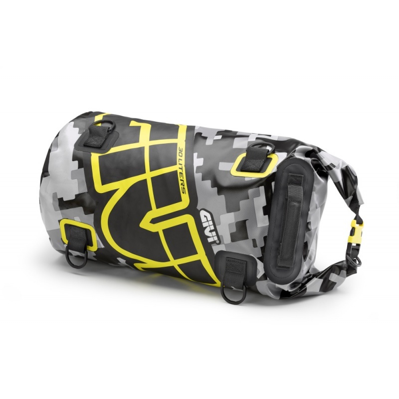 vodotěsný válec GIVI, kamufláž šedá+fluo, objem 30 l., rolovací uzávěr