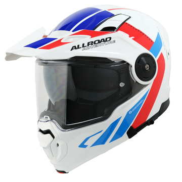 Moto helma Yohe FG102 Enduro Double Visor Bílá/Červená/Modrá