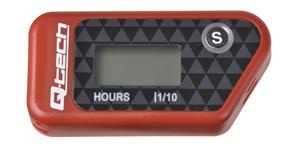 měřič motohodin bezdrátový s nulovatelným počítadlem, Q-TECH (červený)