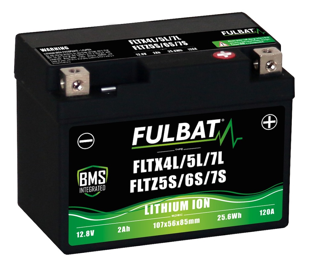 YTX4L-BS, YTX5L-BS, YTZ5S-BS, YTZ6S-BS FULBAT 12V, 2Ah, 120A, 0,5kg 107x56x85