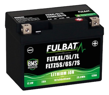YTX4L-BS, YTX5L-BS, YTZ5S-BS, YTZ6S-BS FULBAT 12V, 2Ah, 120A, 0,5kg 107x56x85