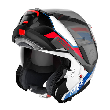 Moto helma Nolan N100-6 Surveyor Metal White/Blue N-COM 24