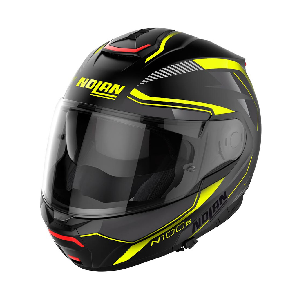 Moto helma Nolan N100-6 Surveyor Flat Black/Yellow N-COM 22